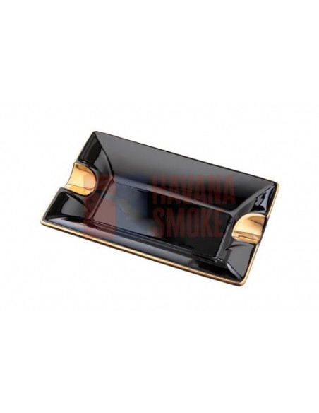 422002A Пепельница для 2-х сигар керамика, черно/золотая - купить в интернет-магазине Havana Smoke