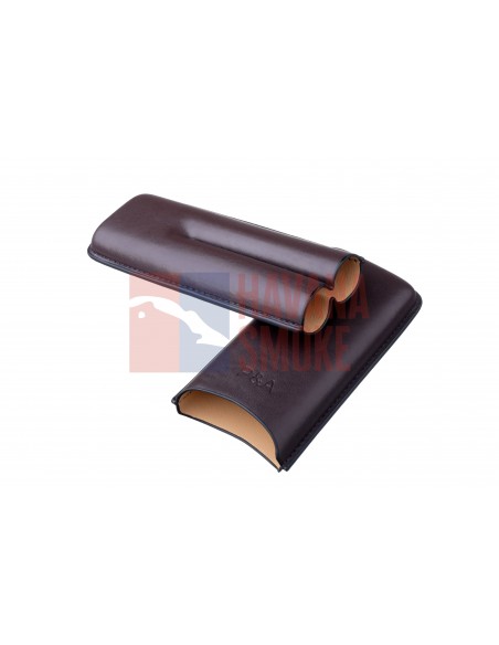 Чехол P&A на 2 сигары Cohiba Behike 56 (диаметром до 24 мм), кожа, коричневый T1351-brown - купить в интернет-магазине Havana Smoke