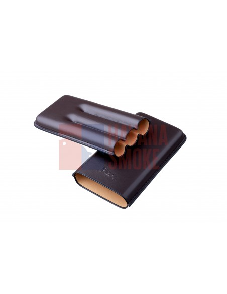 Чехол P&A на 3 сигары Cohiba Behike 56 (диаметром до 24 мм), кожа, коричневый T1348-brown - купить в интернет-магазине Havana Smoke