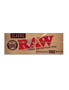 Сигаретная бумага RAW SINGLE WIDE + TIPS CONNOISSEUR (24пач х50лист) - купить в интернет-магазине Havana Smoke