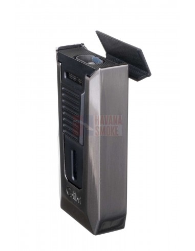 Зажигалка сигарная Colibri Slide (двойное пламя), черная-оружейная сталь LI850T12 - купить в интернет-магазине Havana Smoke