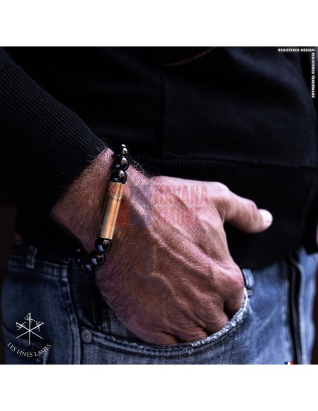 PUNCH BRACELET - Brass Onyx 10mm - купить в интернет-магазине Havana Smoke
