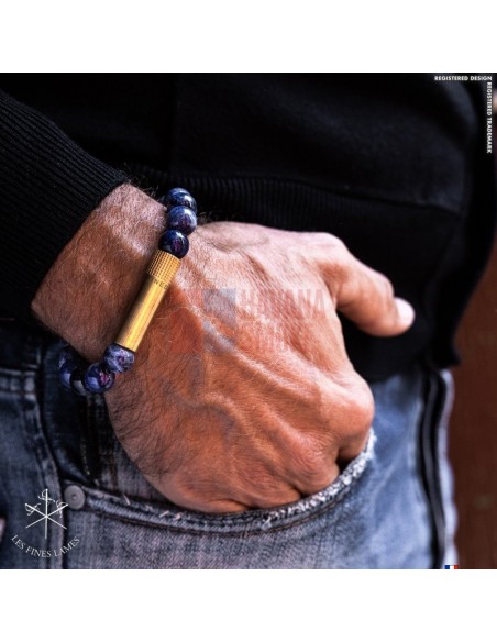 PUNCH BRACELET - Brass Sodalite - купить в интернет-магазине Havana Smoke