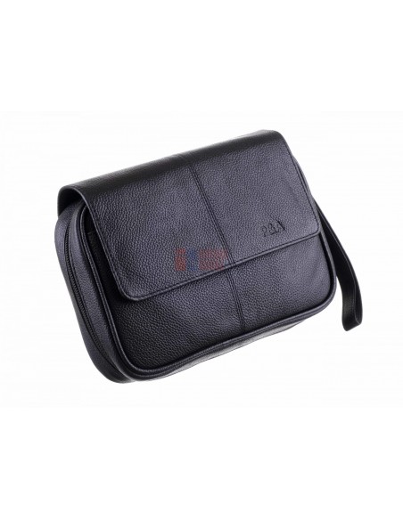 Сумка P&A для 4 трубок и табака, натуральная кожа, подарочная упаковка, черная - купить в интернет-магазине Havana Smoke