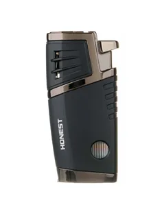 Зажигалка сигарная Honest, двойное пламя, с пробойником, чёрная