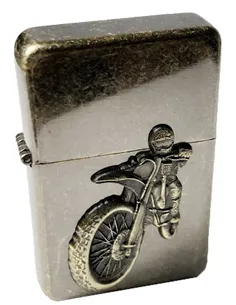 03110 Зажигалка бензиновая FARO Z16 латунь антик "Bike 3"