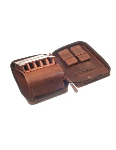Сигарная сумка-хьюмидор P&A на 5 сигар C260 Brown