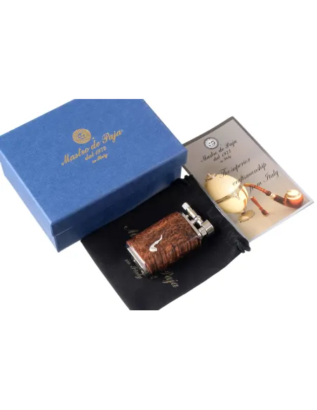 Зажигалка трубочная Mastro de Paja, серебро и бриар 1401 - купить в интернет-магазине Havana Smoke