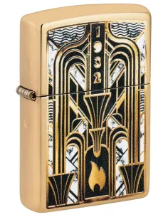 Зажигалка Zippo 46585 - Art Deco Flame - High polish Brass