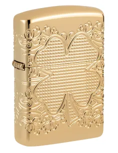 Зажигалка Zippo 46301 - Armor™ - Lucky Clover - High Polish Gold Plate