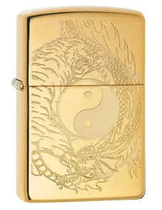 Зажигалка Zippo 49024 - Tiger Dragon Design - High Polish Brass