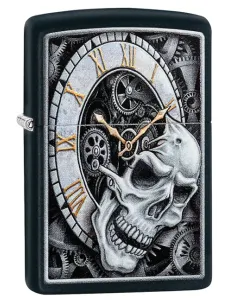 Зажигалка Zippo 29854 - Skull Clock Design - Black Matte