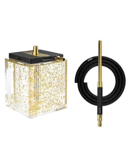 HOOB - ATOM BLACK / CUBE GOLD / ФУРНИТУРА GOLD (КОРПУС, КОЛБА, ШЛАНГ, МУНДШТУК)