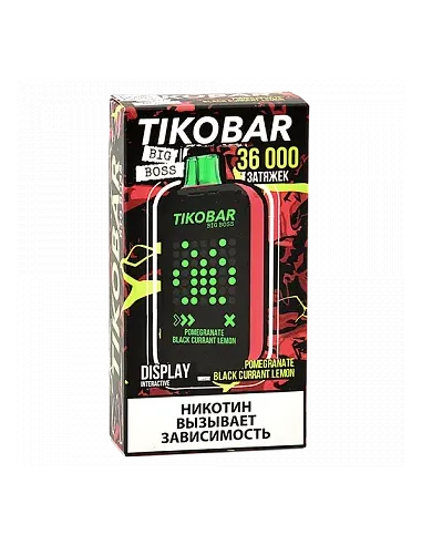 Tikobar Big Boss  36.000 затяжек - Гранат  Чёрная смородина  Лимон (1 шт.)