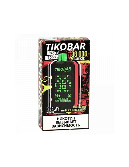 Tikobar Big Boss  36.000 затяжек - Гранат  Чёрная смородина  Лимон (1 шт.)