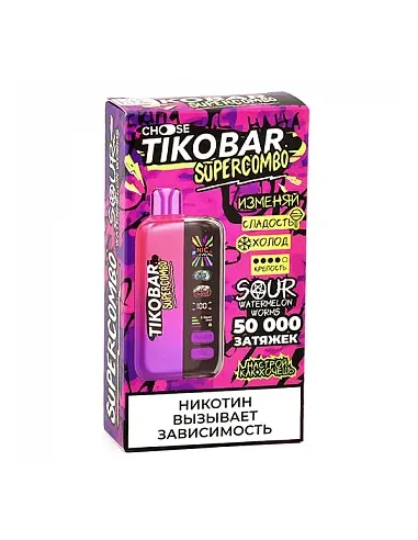 Tikobar Supercombo  50.000 затяжек - Кислые арбузные червячки (1 шт.)